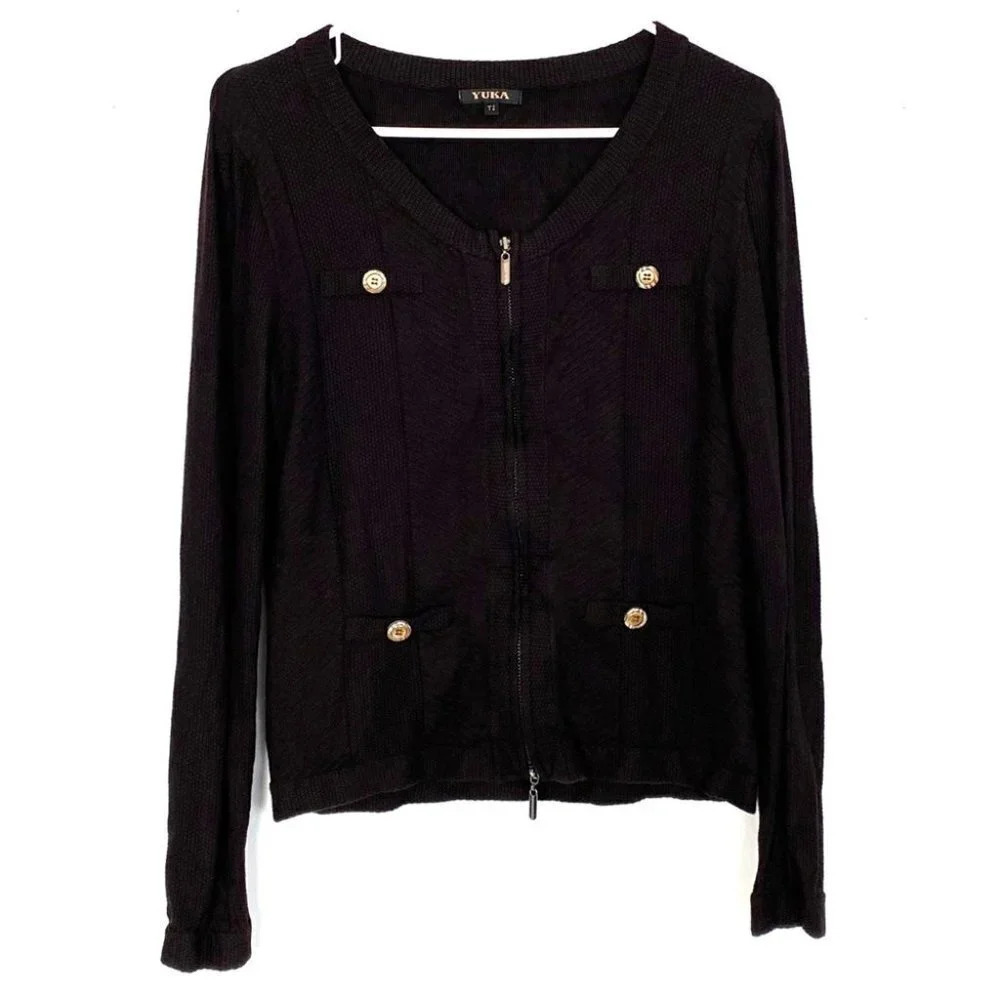 Yuka Paris Zip Up Cardigan Sweater Medium Women’s